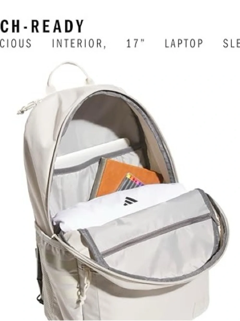 NEW Adidas Beige Classic 3S 5 Backpack - Picture 2 of 3